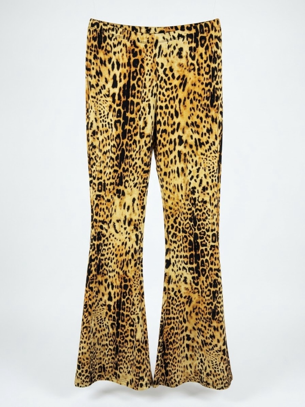 Leopard Print Flared Women’s Pants - Yellow/Black